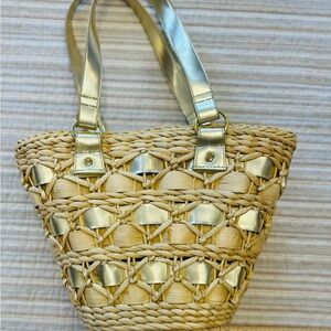 Payless Cornhusk and Gold Vintage Purse